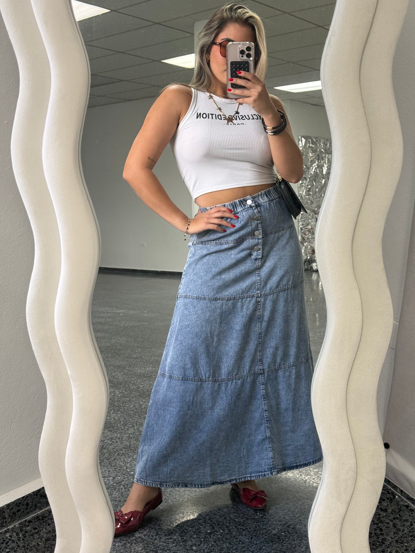 Long Denim Skirt