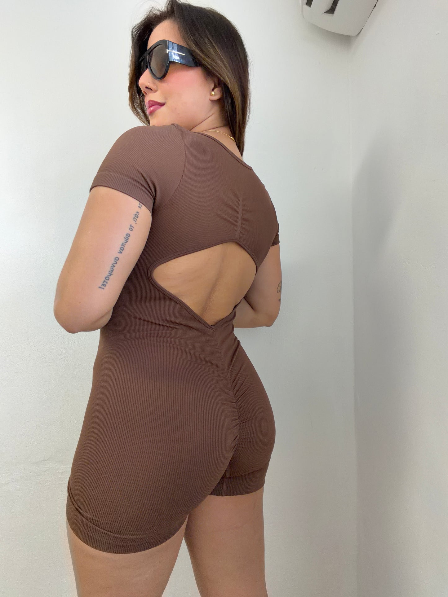 Brown Short Gym Romper