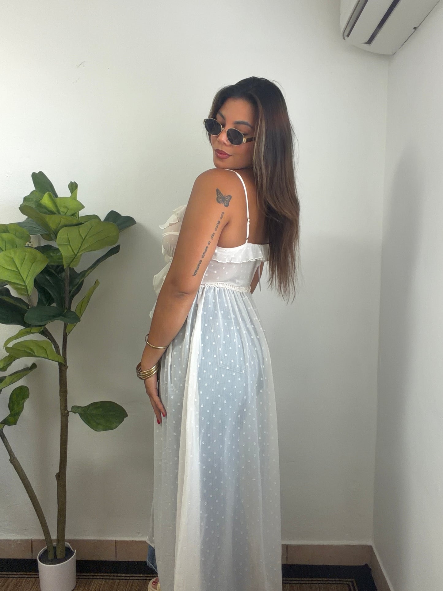 Cream Ruffle Dress Top