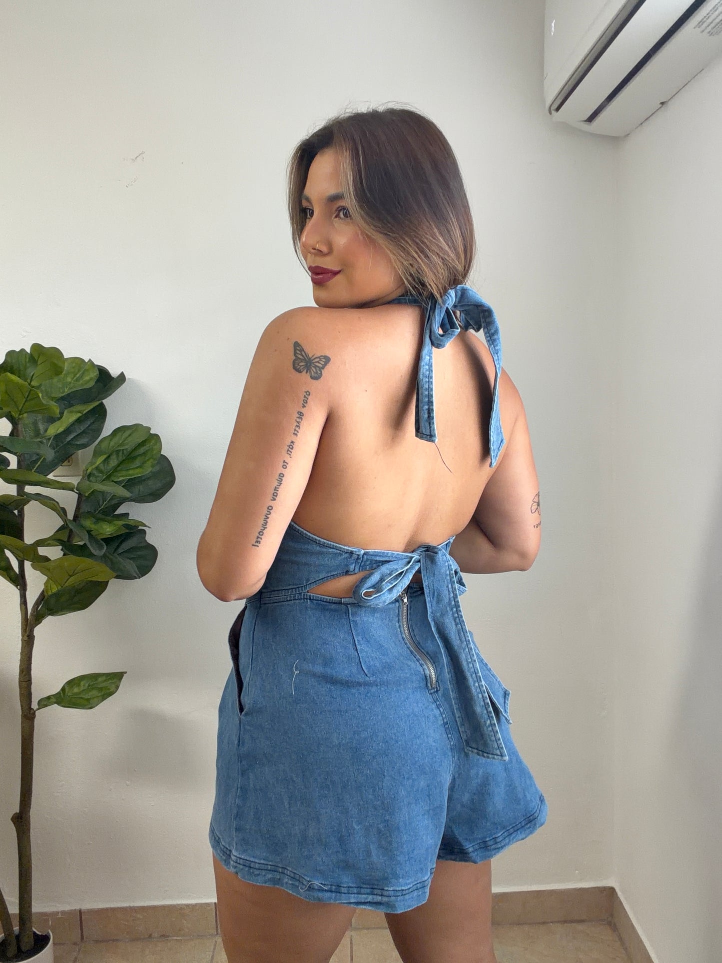 Denim Halter Romper