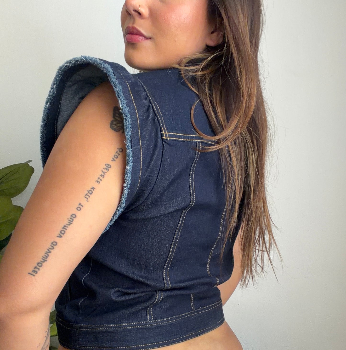 Denim Collar Vest Top