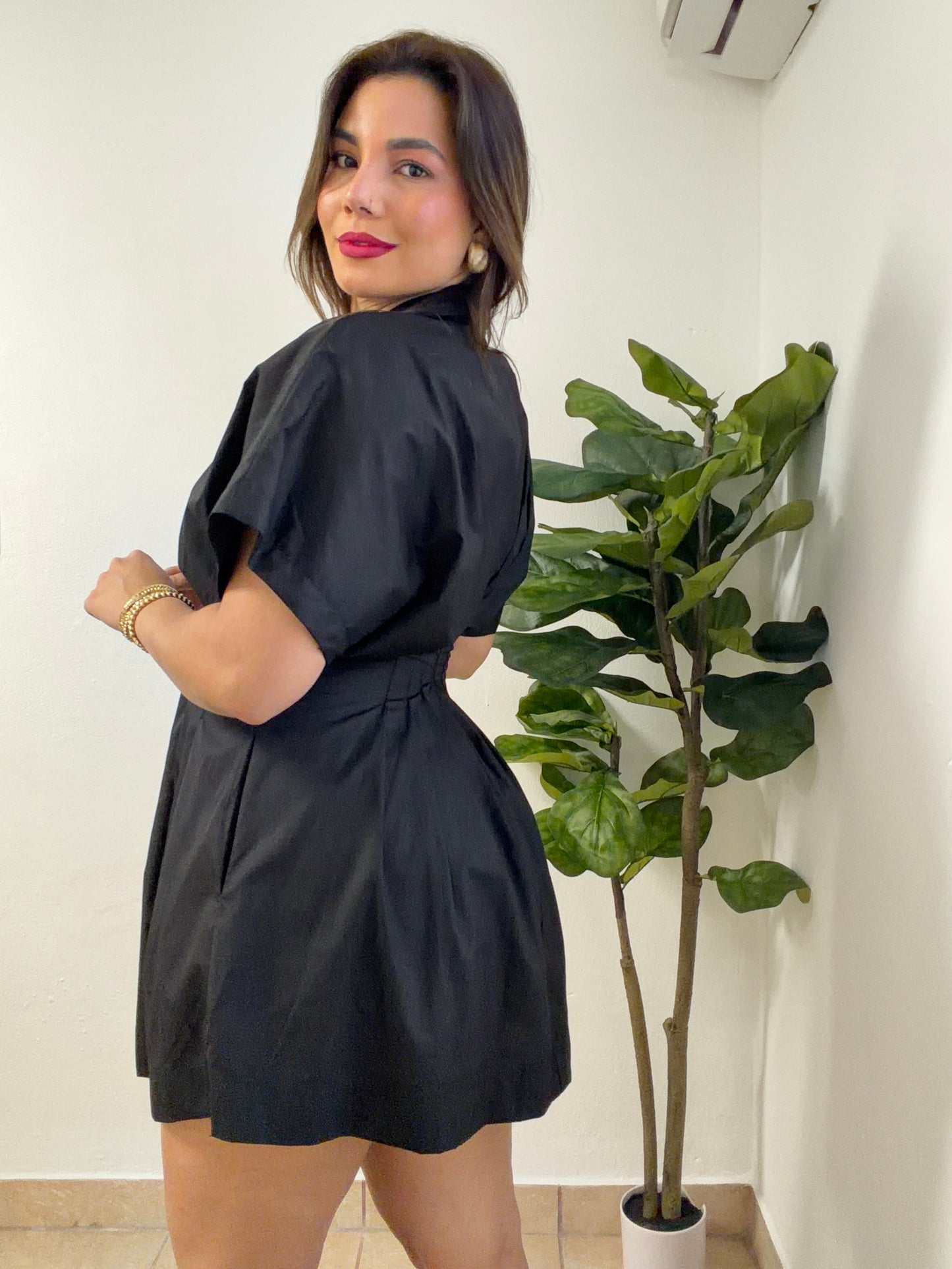 Olivia Poplin Black Dress