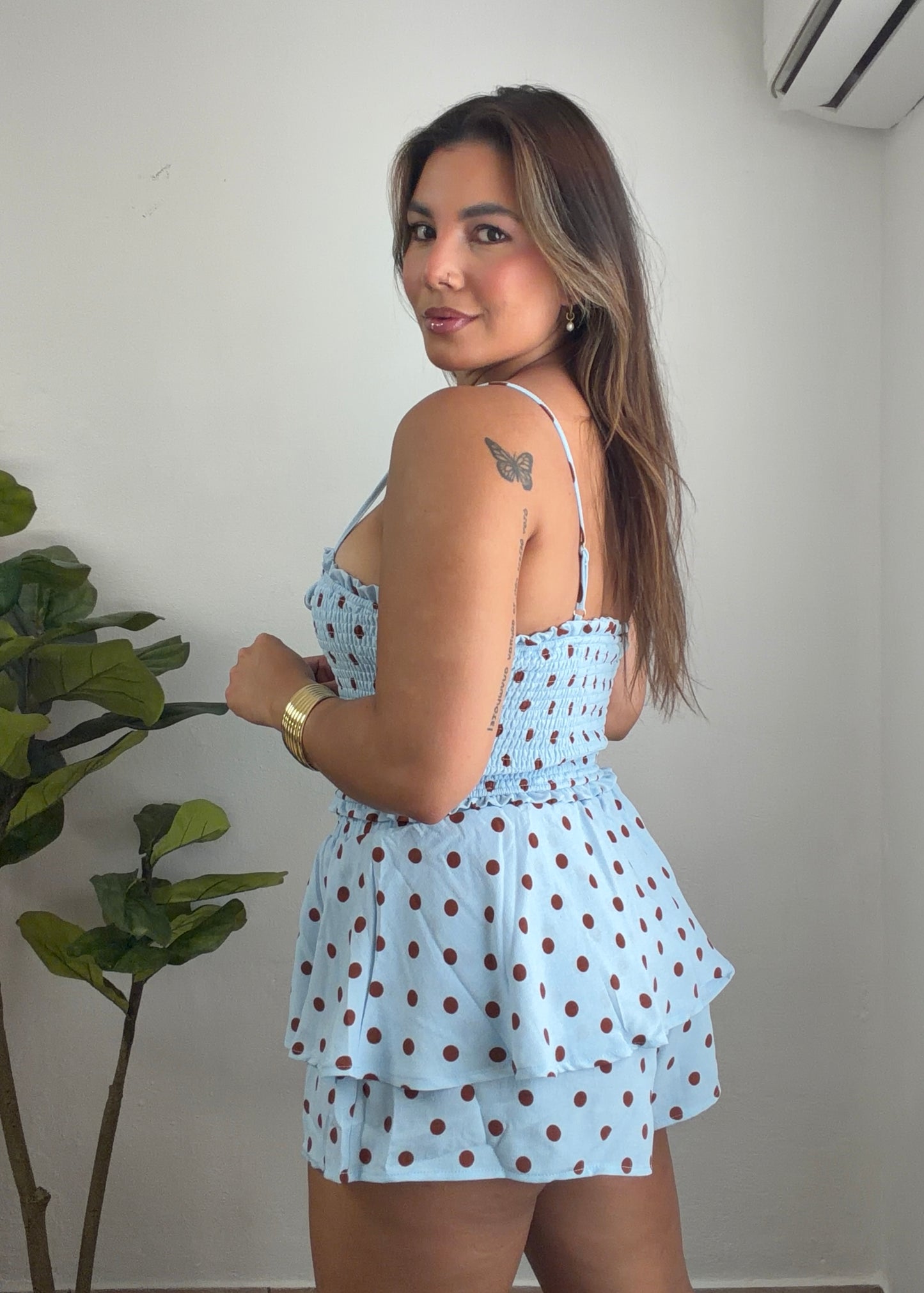 Blue Skort Polka Dots Sets