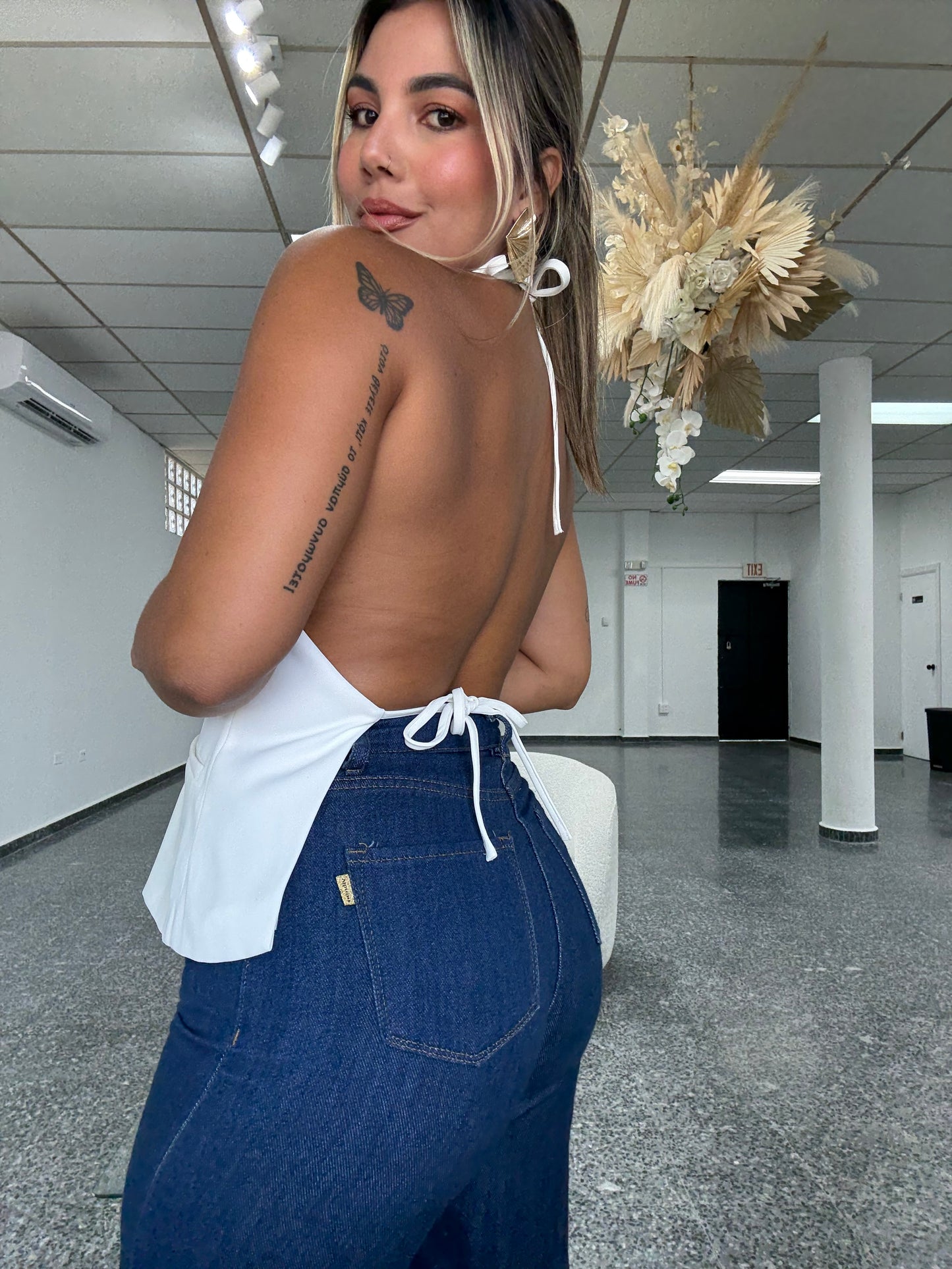 White Open Back Vest