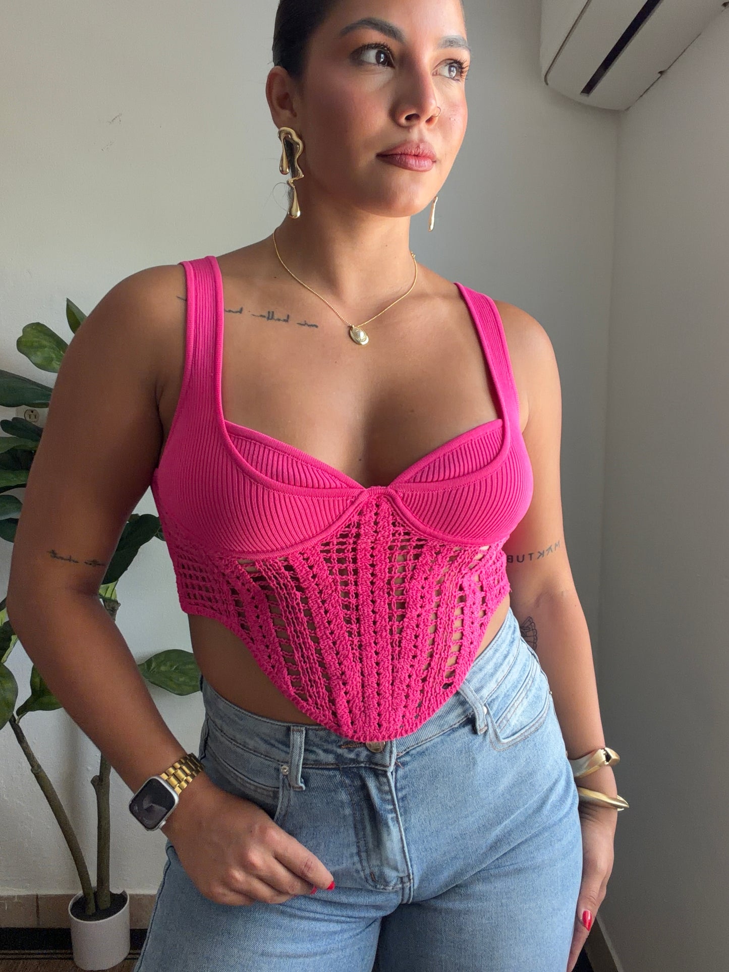Pink crochet Top