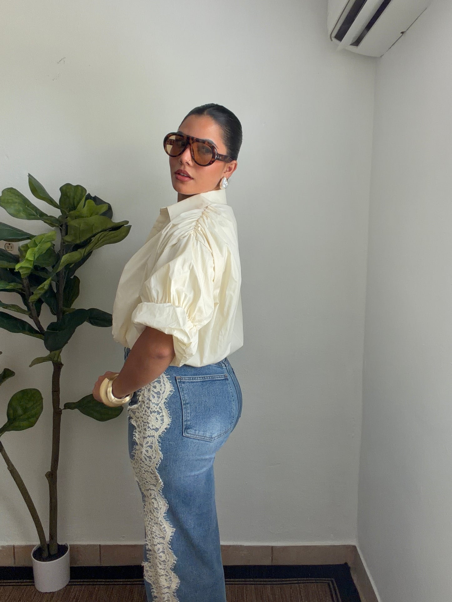 Lace Denim Pant