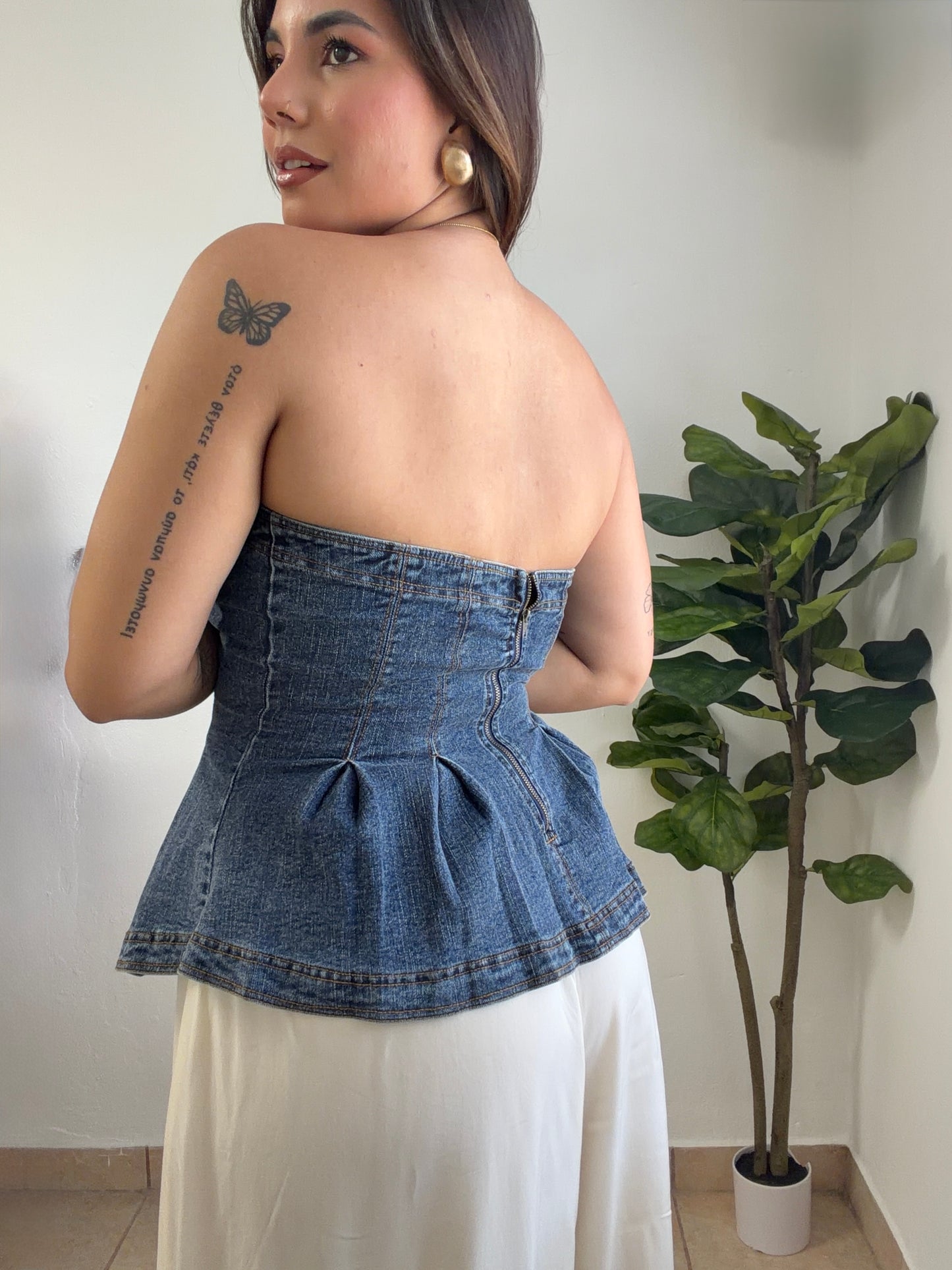 Peplum Denim Top
