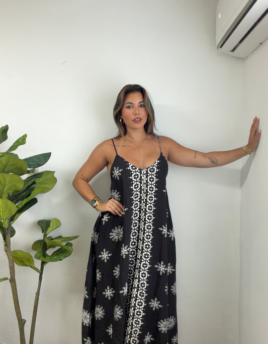 Mykonos Linen Maxi Dress