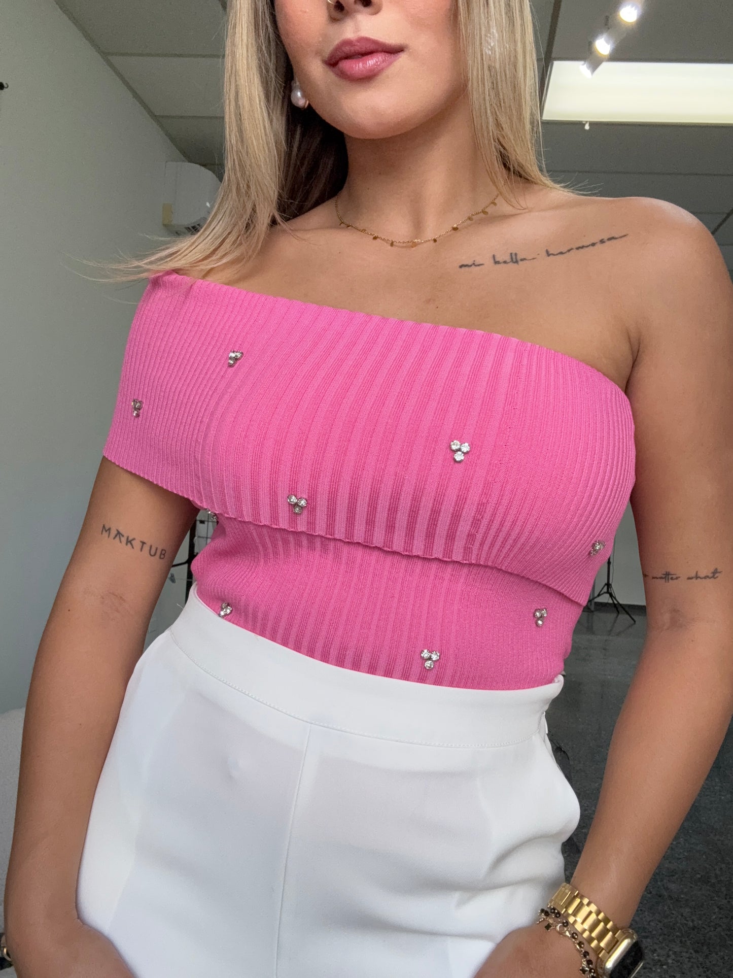 Pink Off Shoulder Top