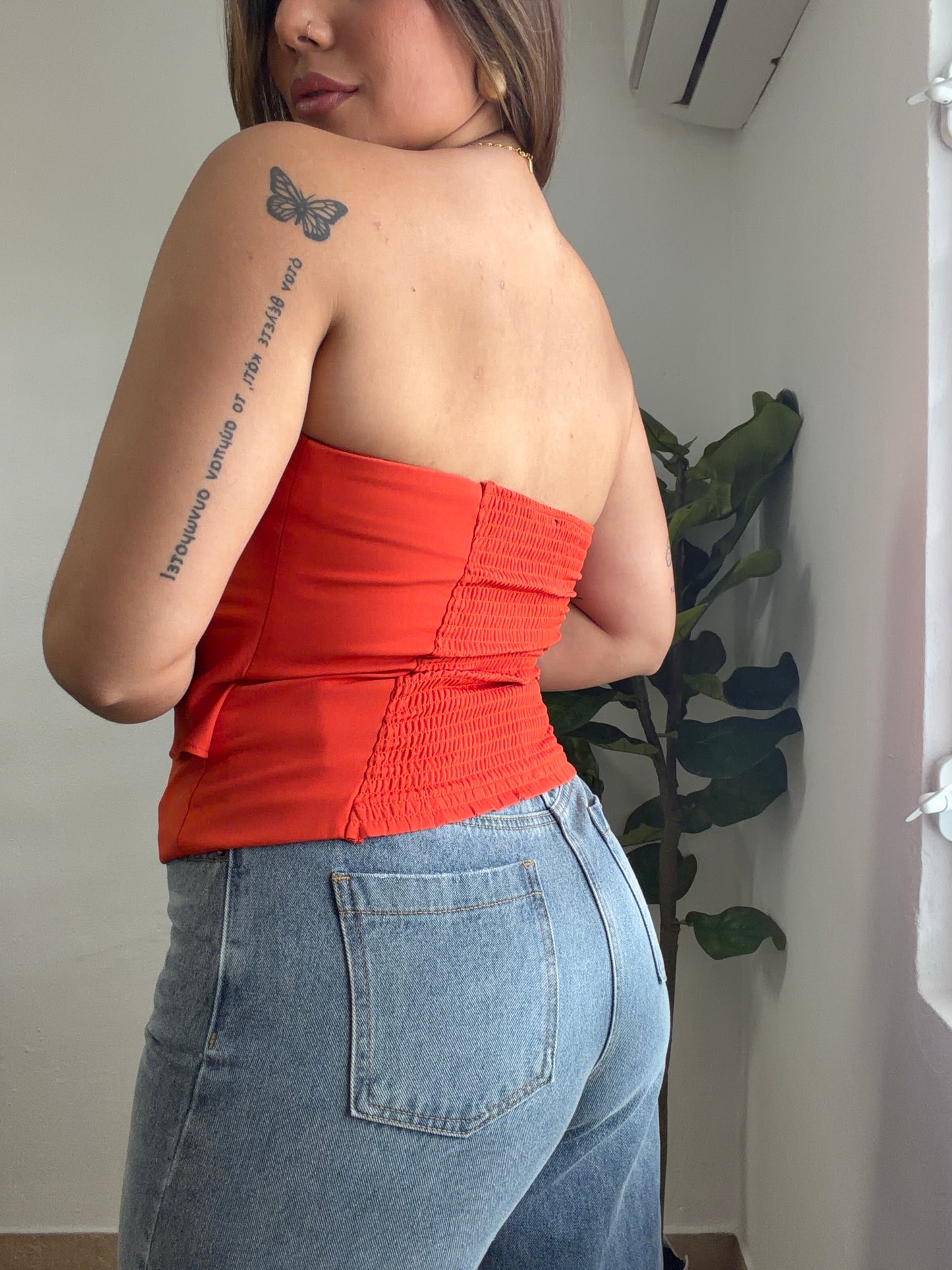 Tomato Ruffle Top