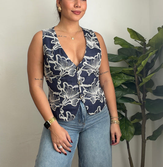 Coral Navy Vest