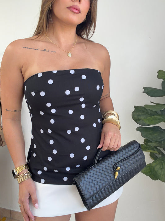 Polka Dots Black Strapples Top