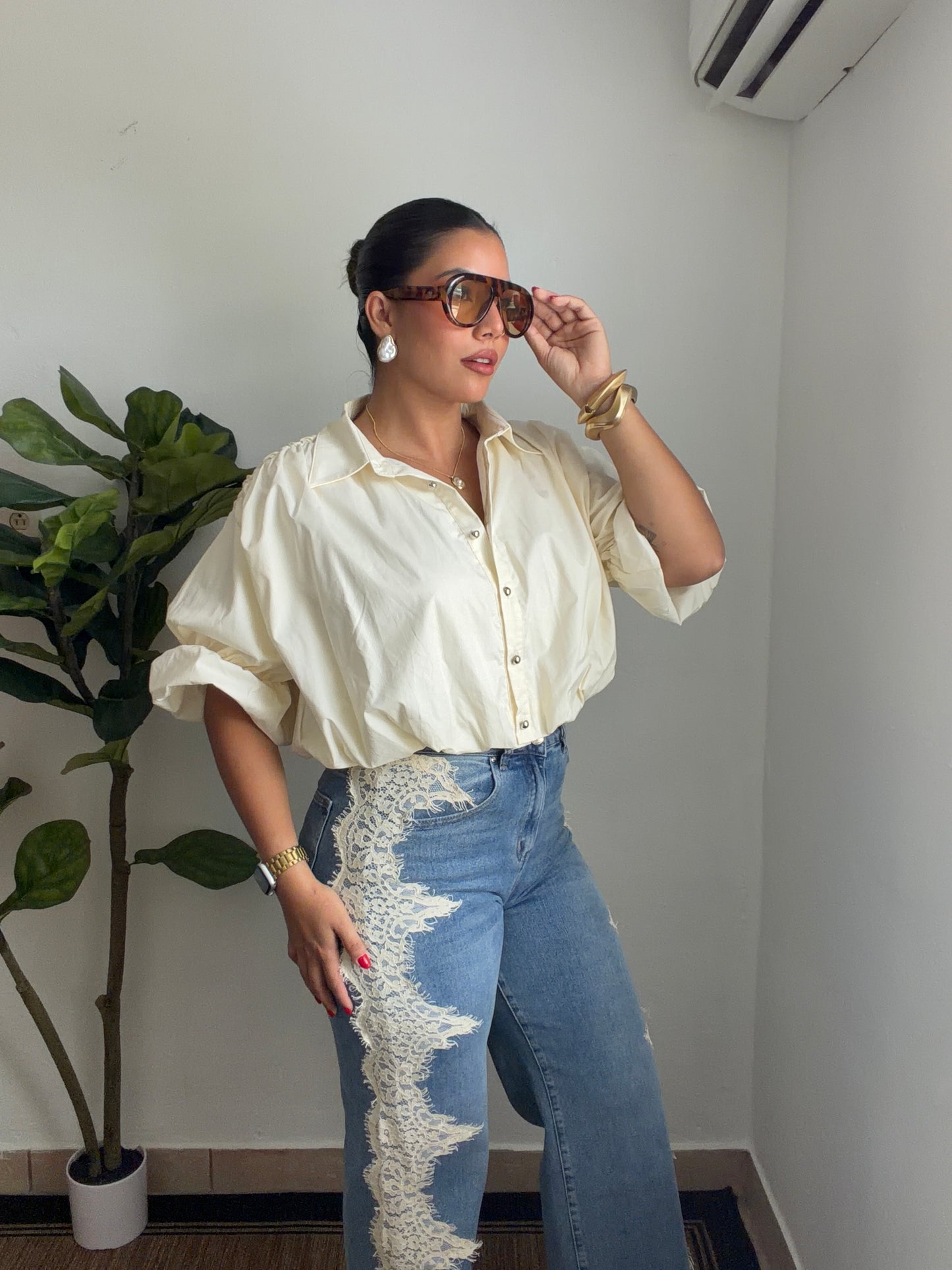Lace Denim Pant