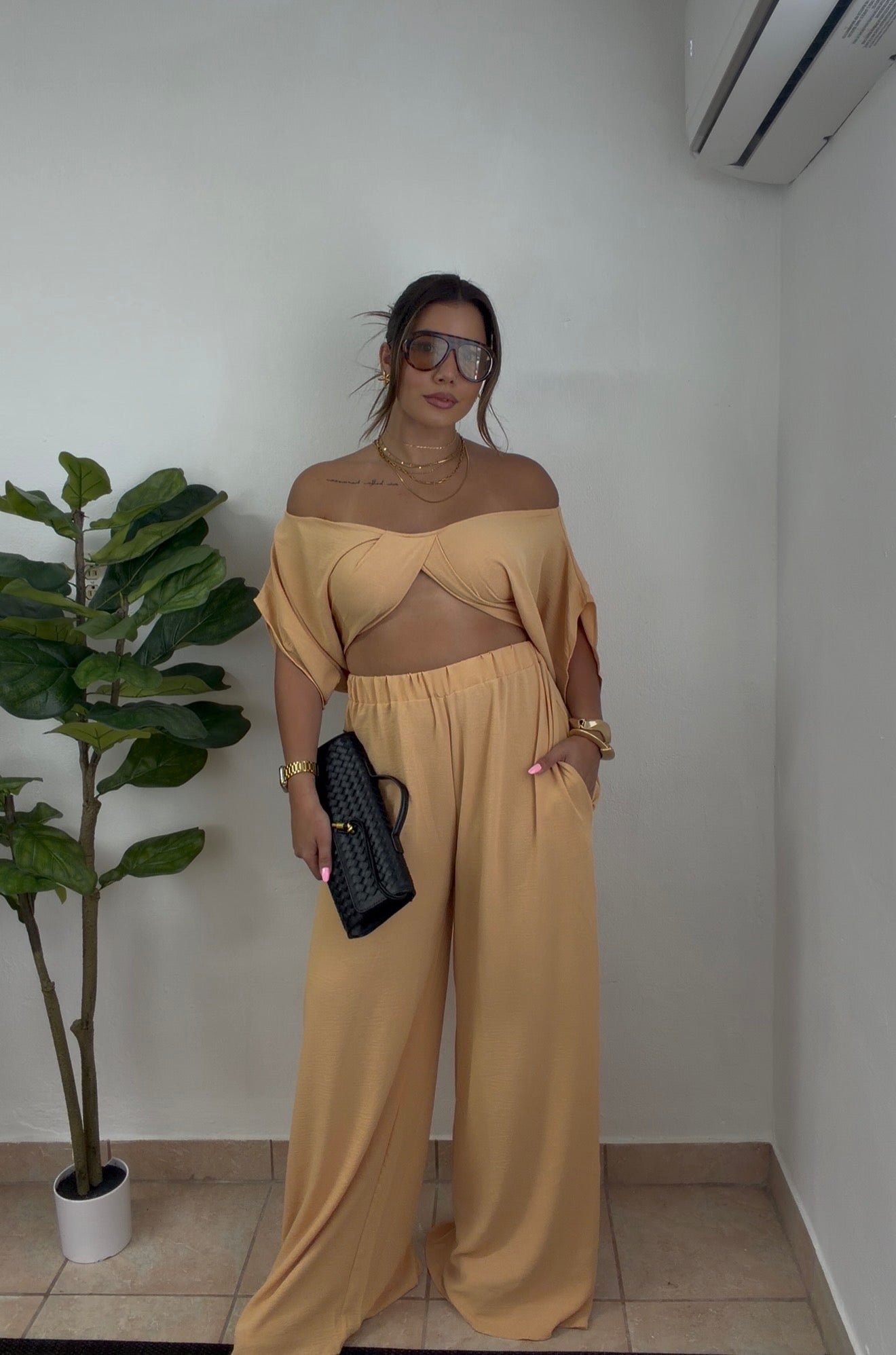 Milena Peach Palazzo Set