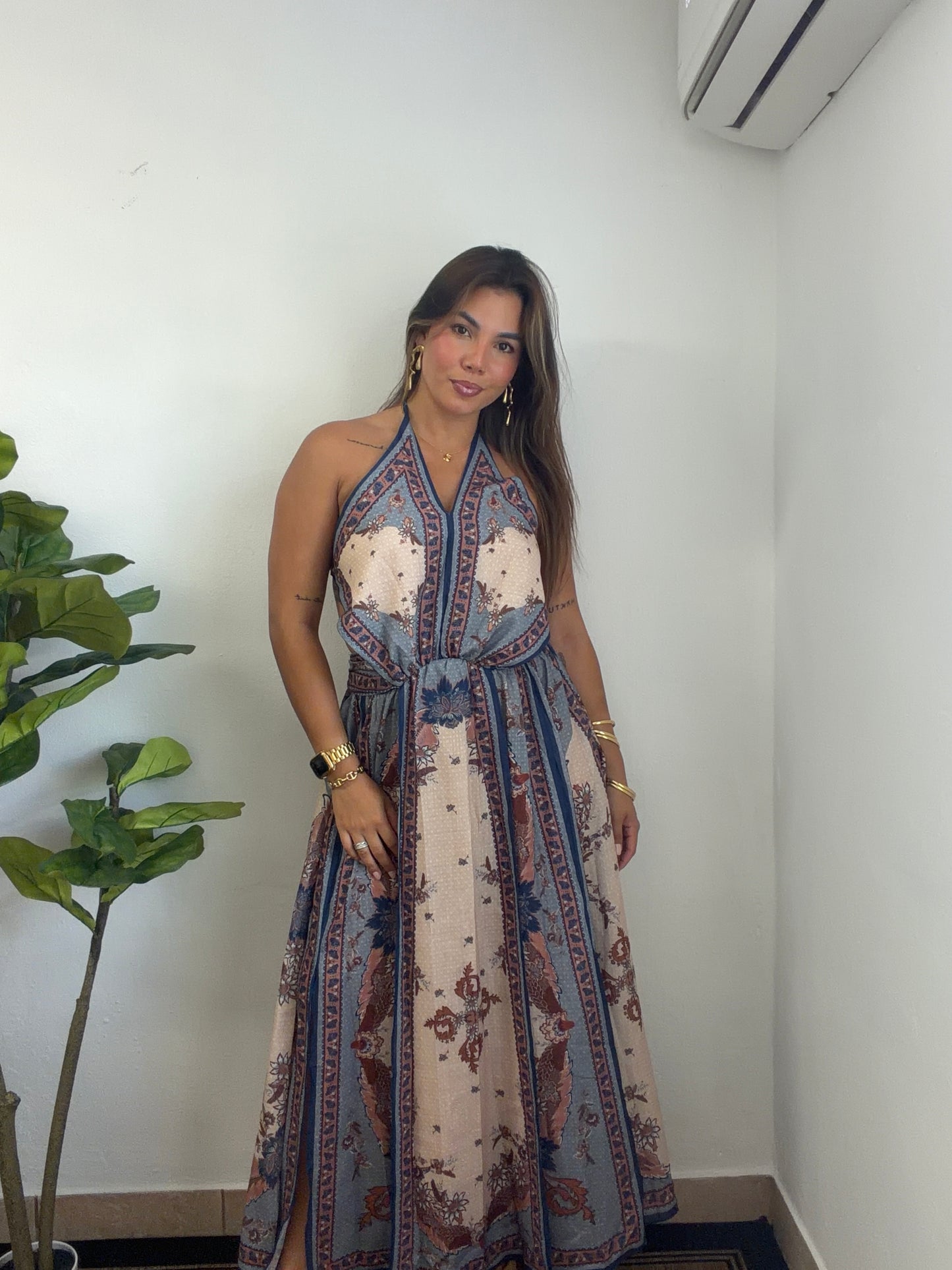 Indian Halter Maxi Dress