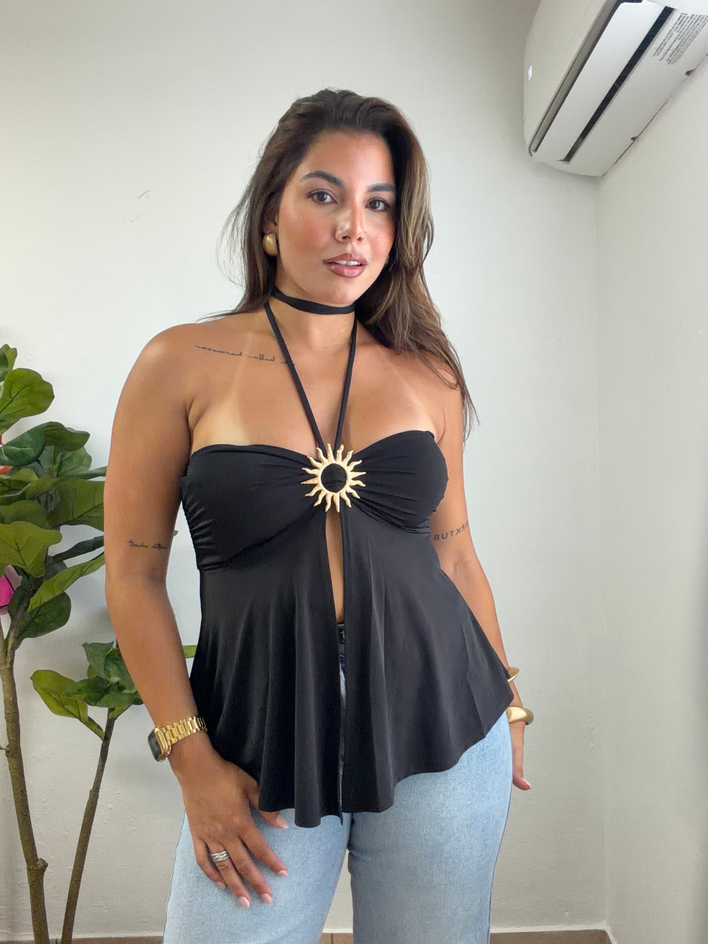 Sunset Halter Top Black