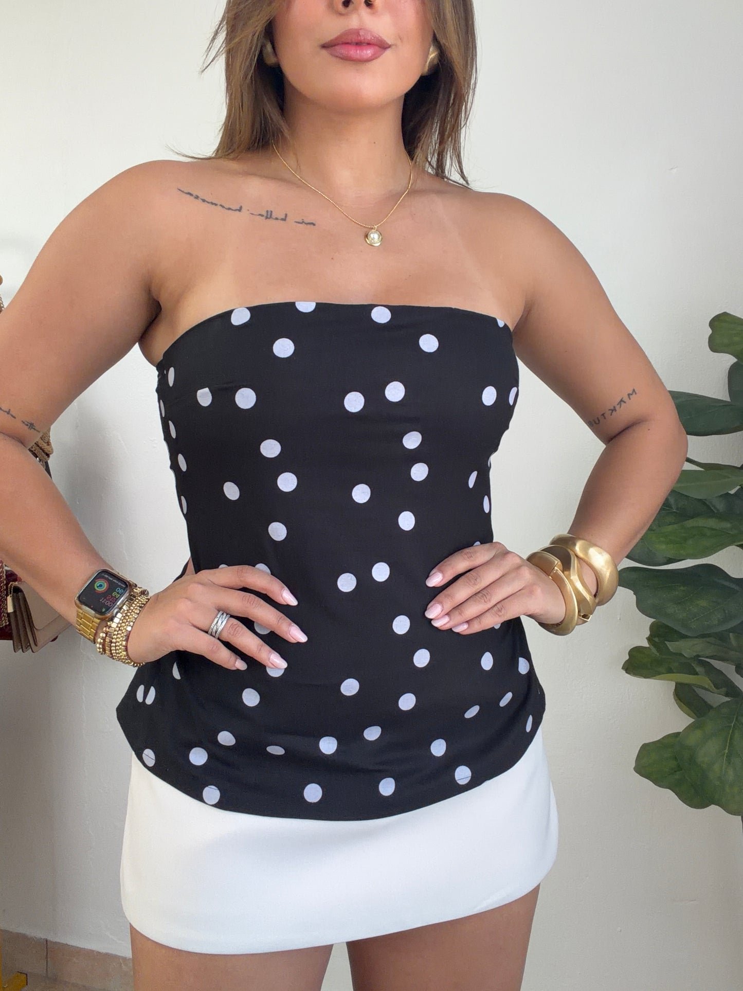 Polka Dots Black Strapples Top
