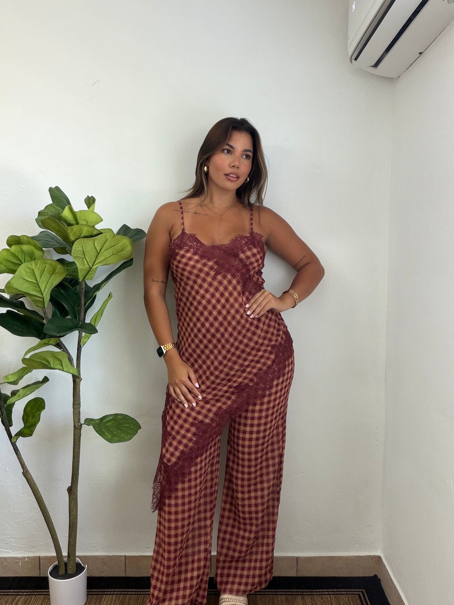 Cherry Lace Asymetrical Set