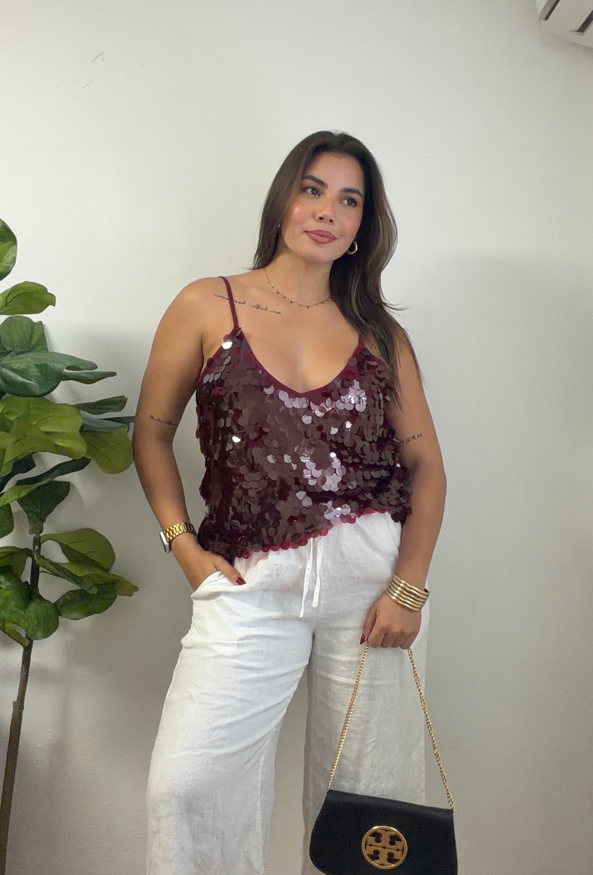 Holiday Burgandy Top