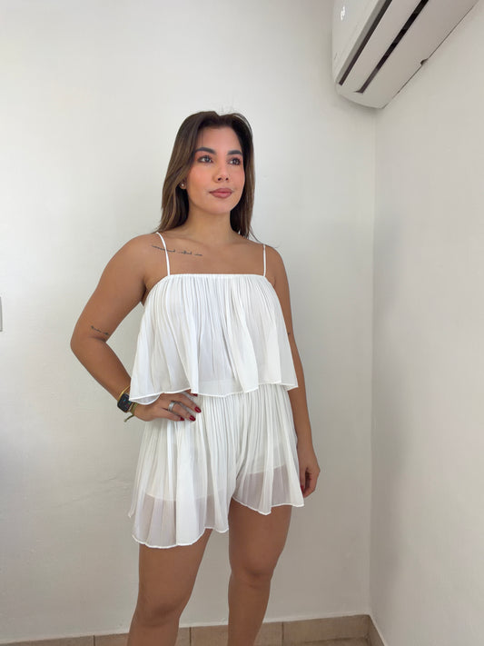 White Ruffle Romper