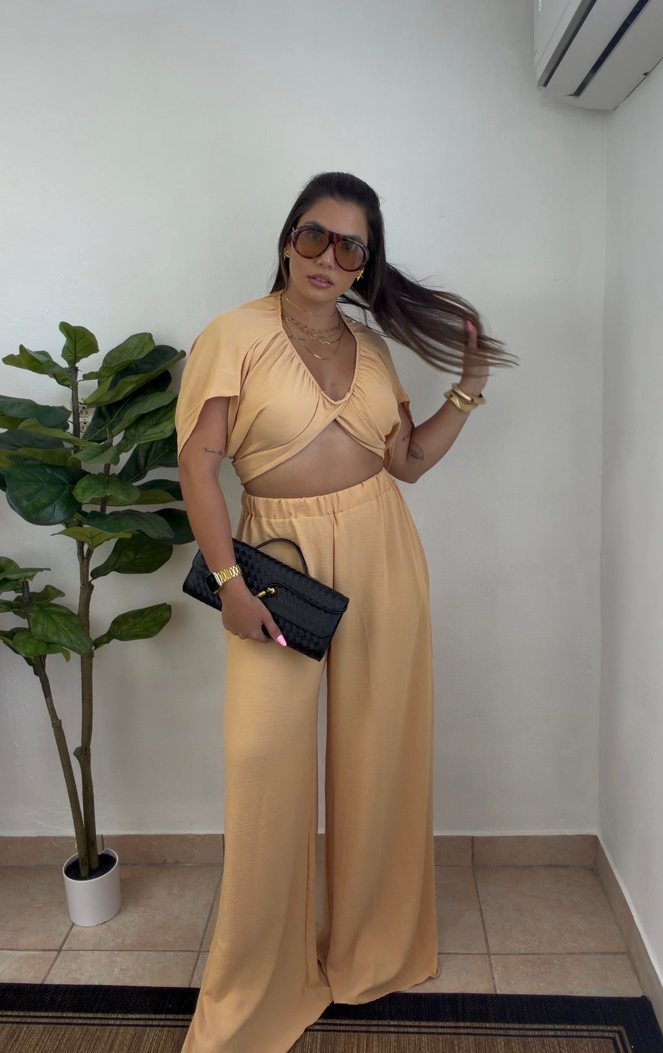 Milena Peach Palazzo Set