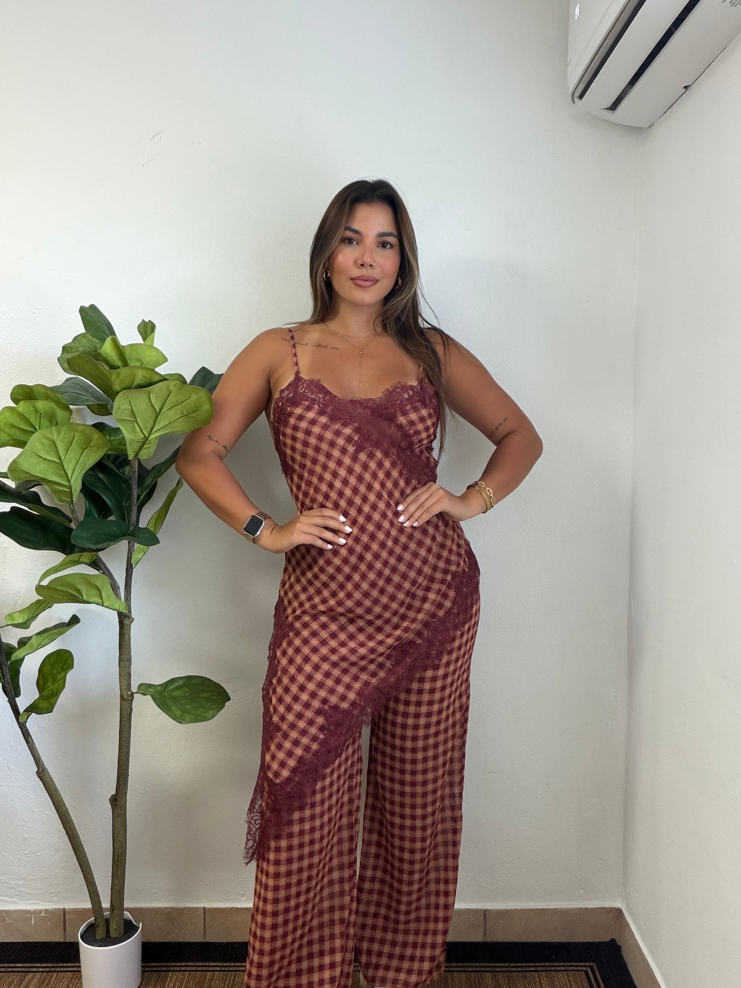 Cherry Lace Asymetrical Set