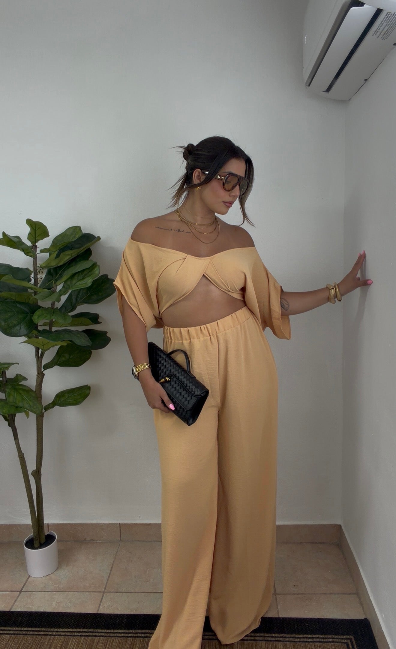 Milena Peach Palazzo Set