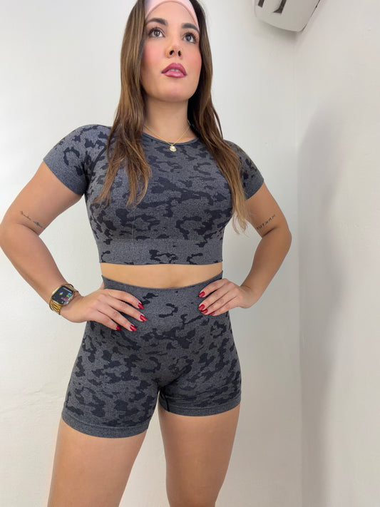 Leopard Grey Short Set