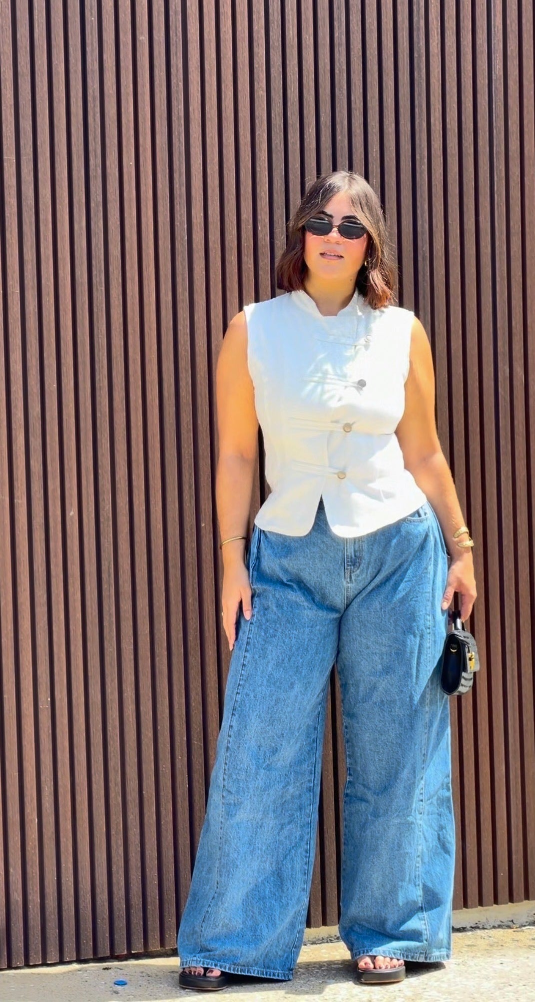 High waisted Denim Trouser