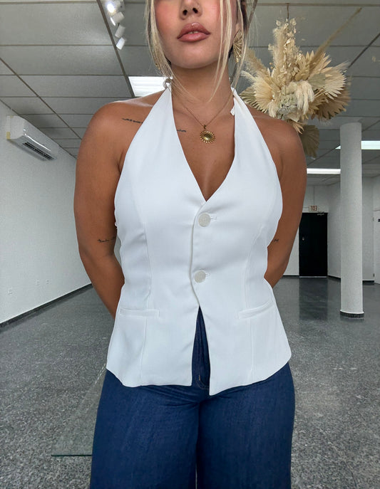 White Open Back Vest