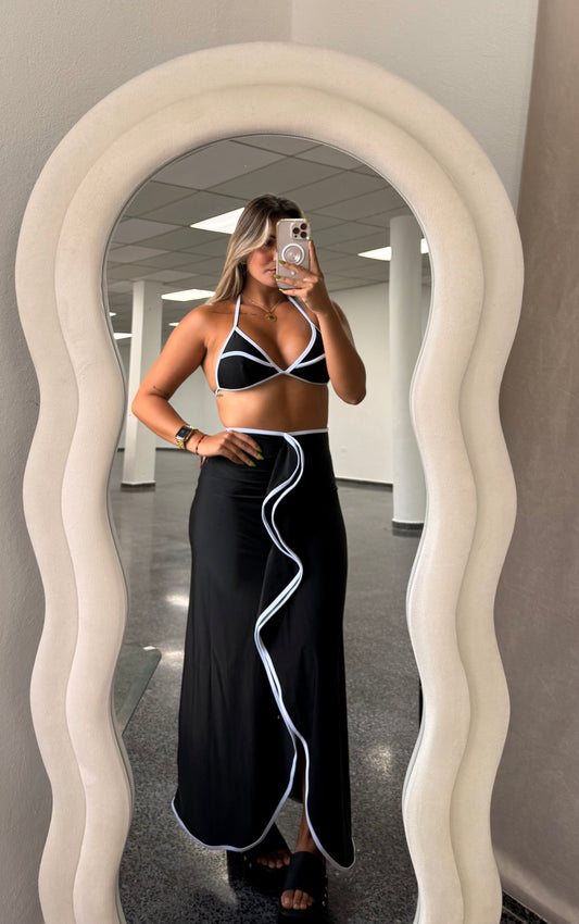 Kiara B&W Skirt Set