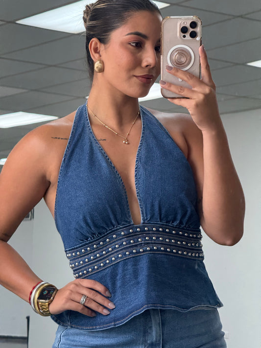 Denim Halter Top