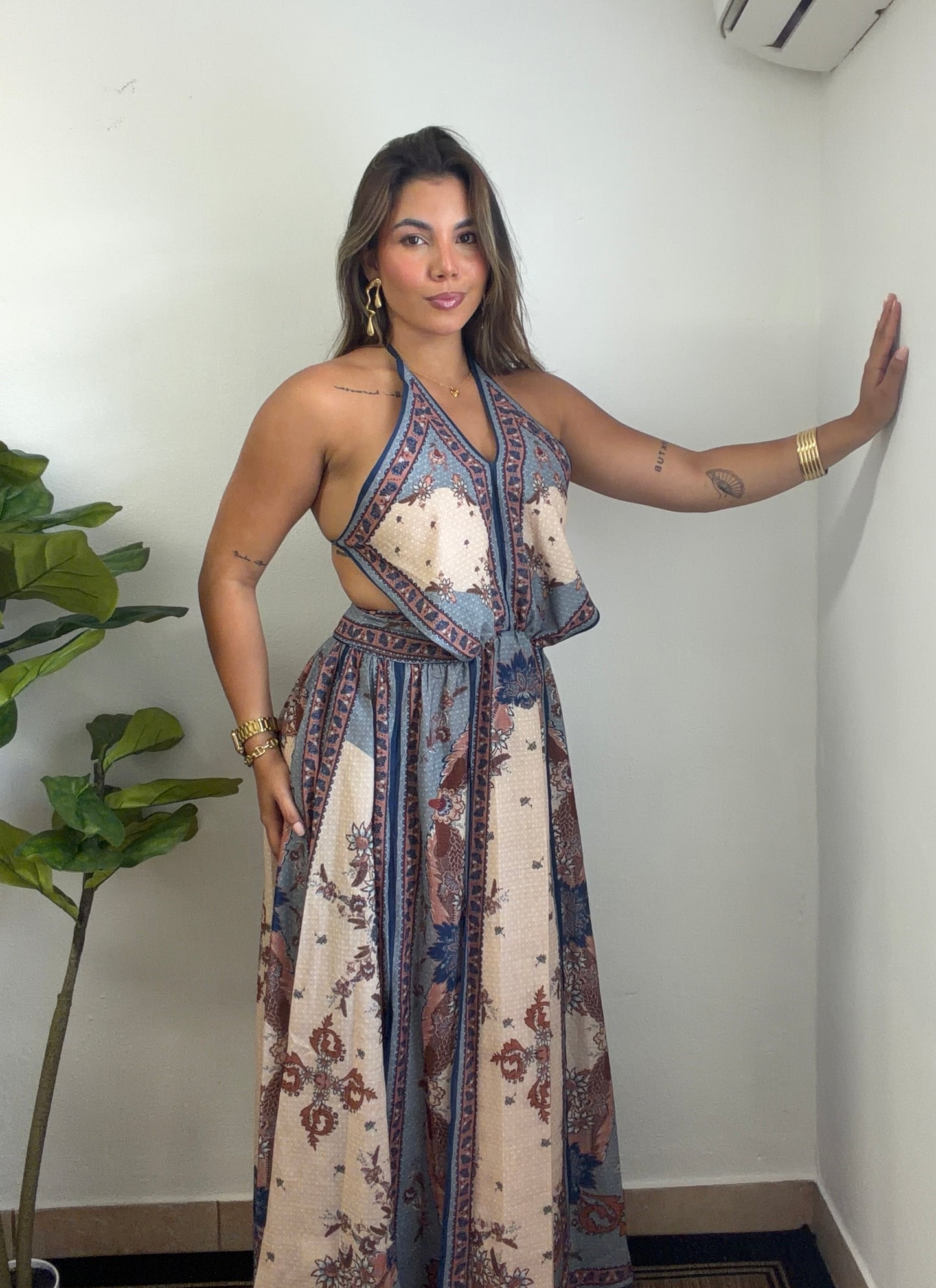 Indian Halter Maxi Dress