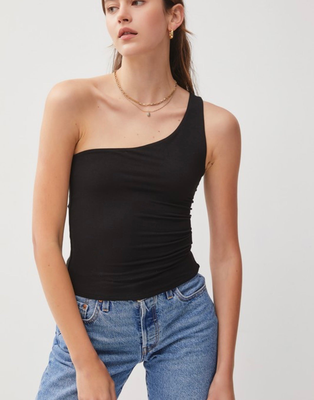 Black One shoulder Basic