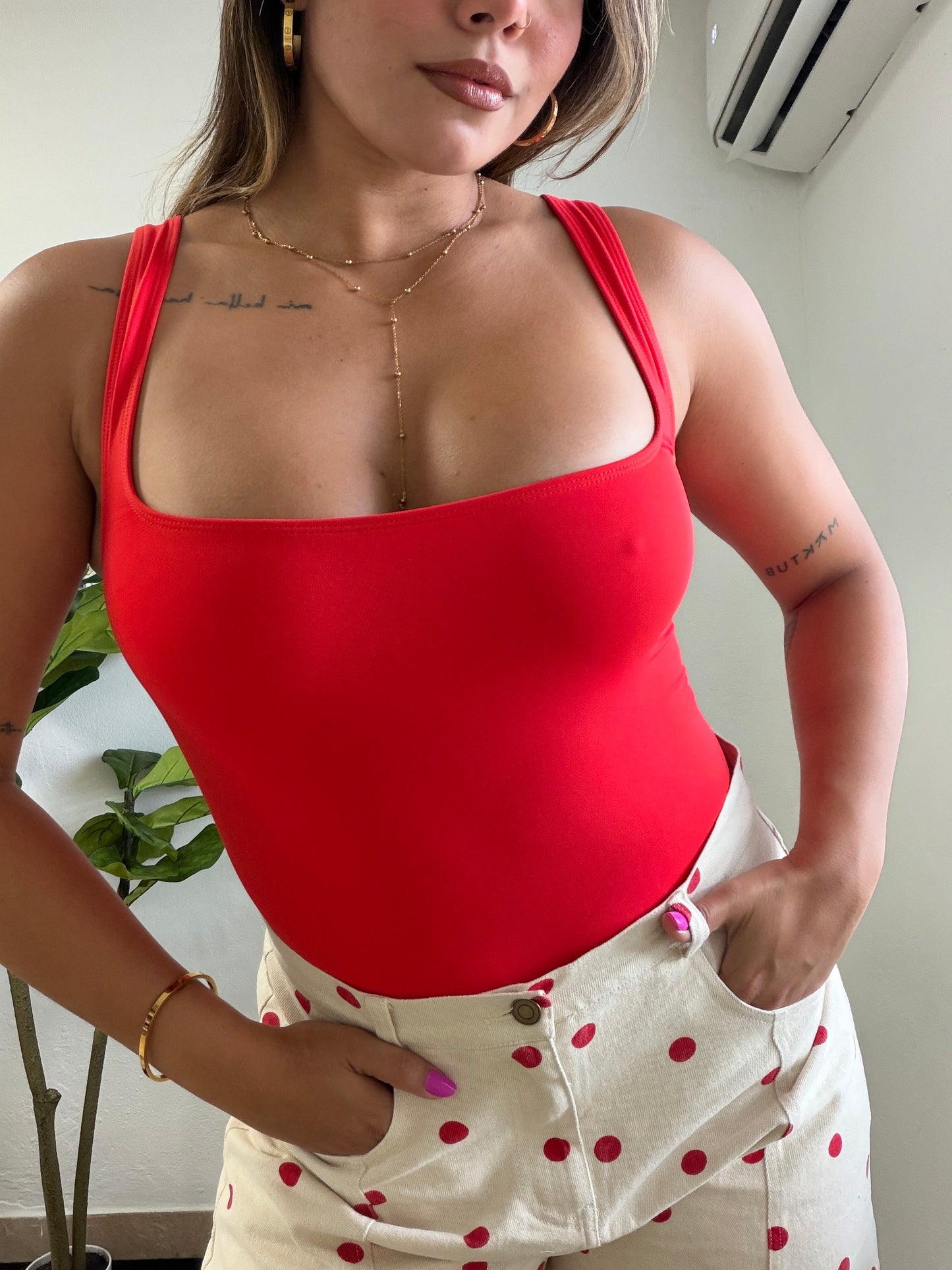 Red One Size Bodysuit