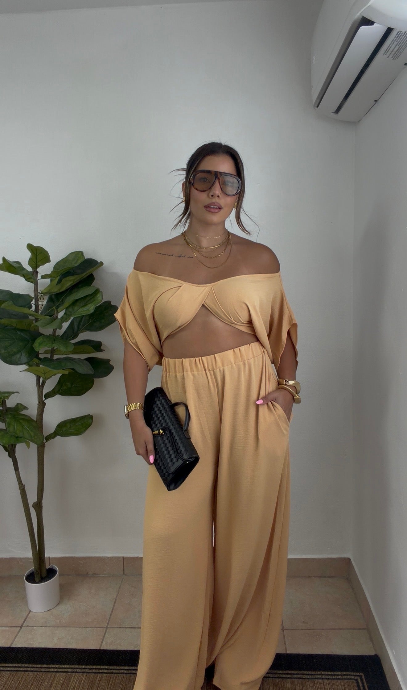 Milena Peach Palazzo Set