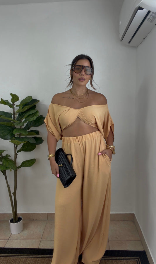 Milena Peach Palazzo Set