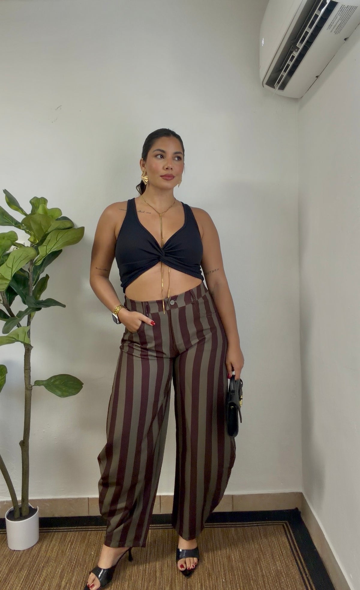 Green Lines Barrel Pant