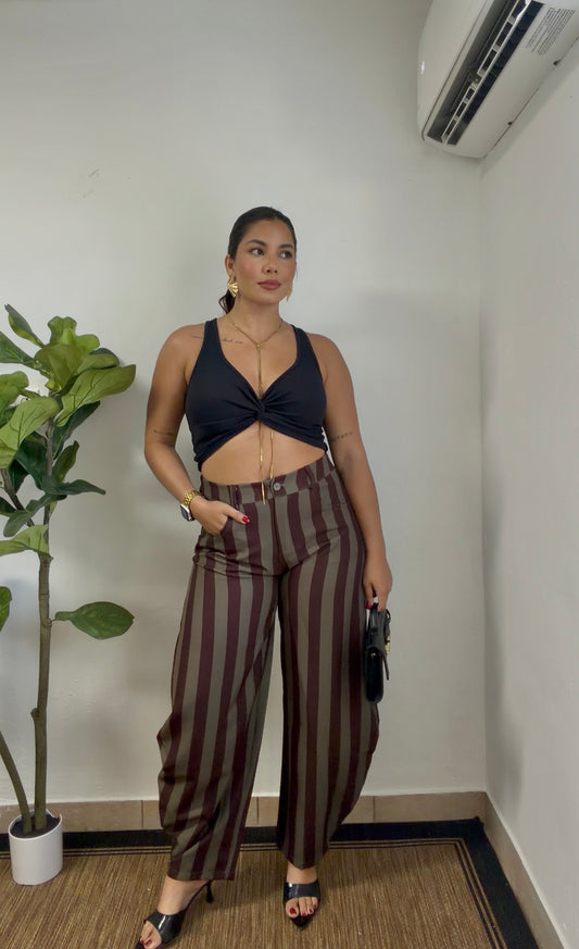Green Lines Barrel Pant
