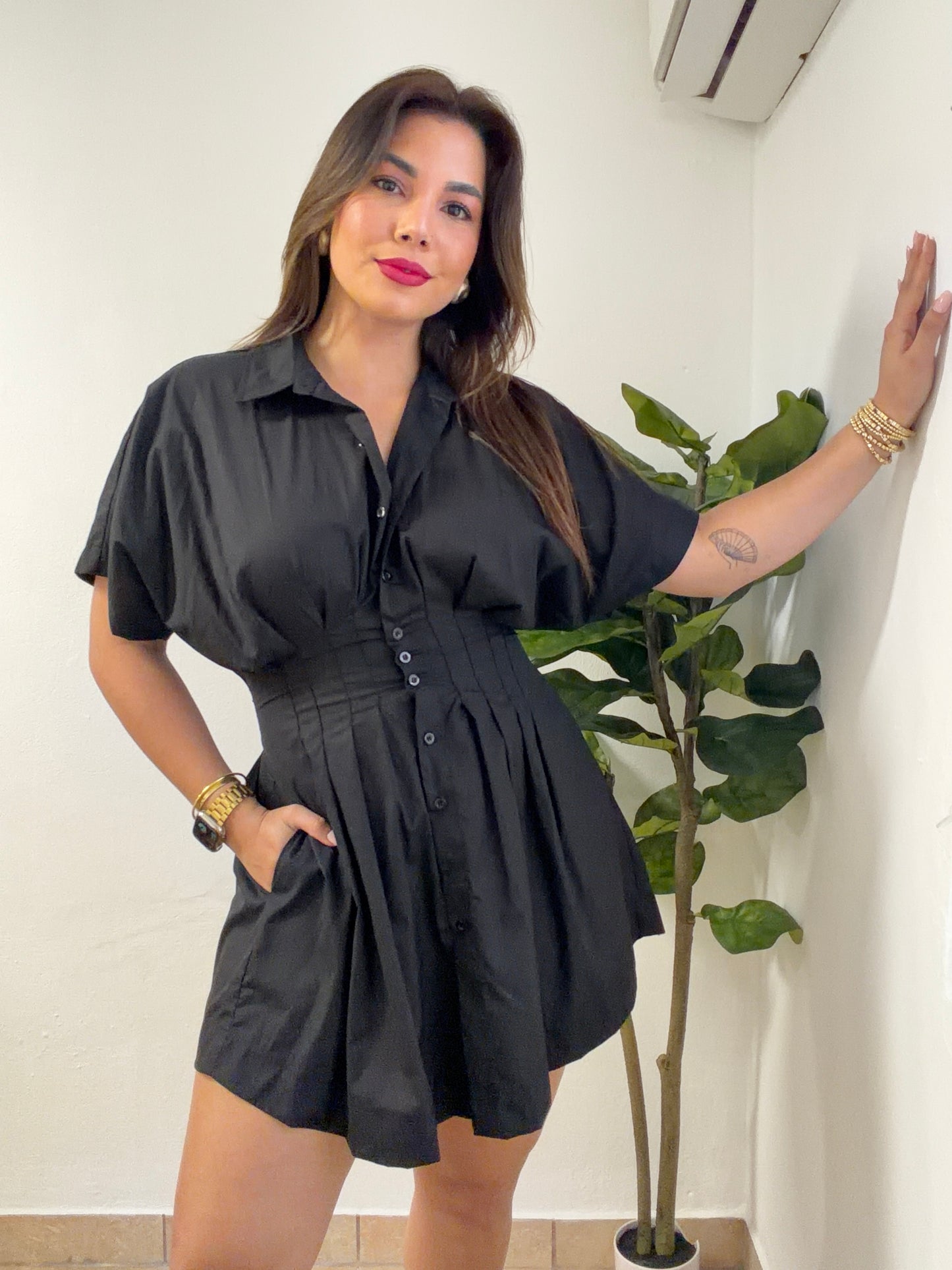 Olivia Poplin Black Dress