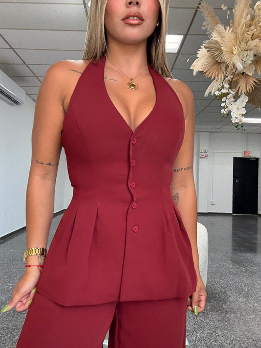 Burgandy Vest Top