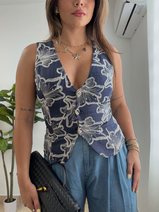 Coral Navy Vest