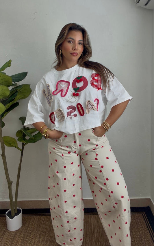 Red & Cream Polka Dots Pant