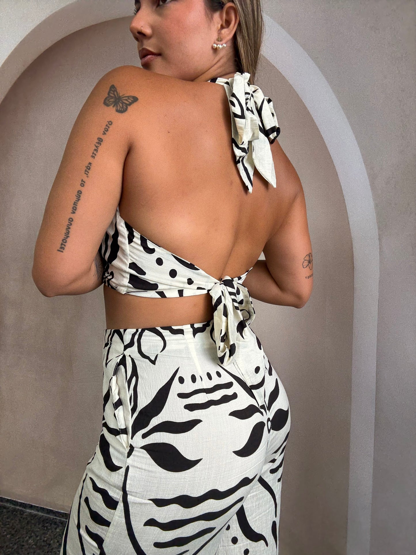 Ivory & Black Pant Set